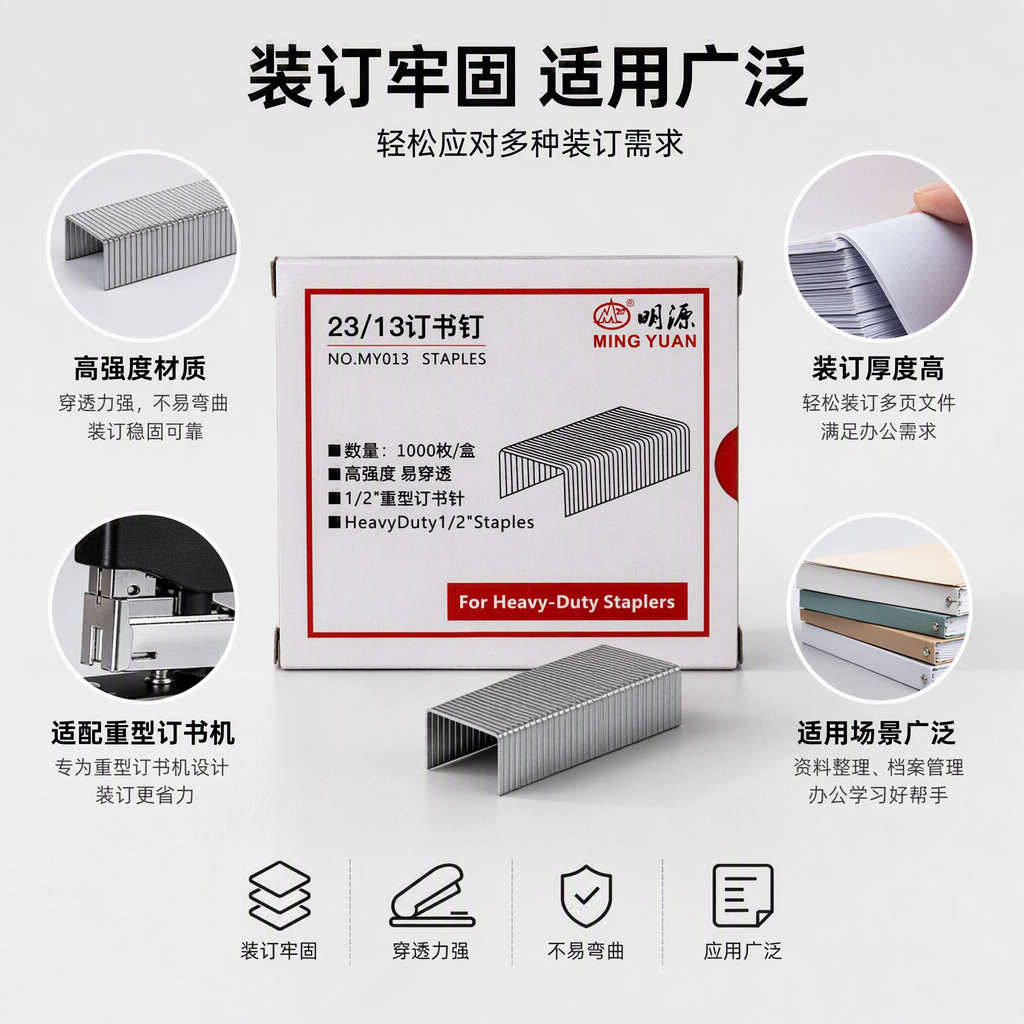 White paper box packaging: 23/13 staples, office stationery, strong staples, binding supplies, neat and portable
