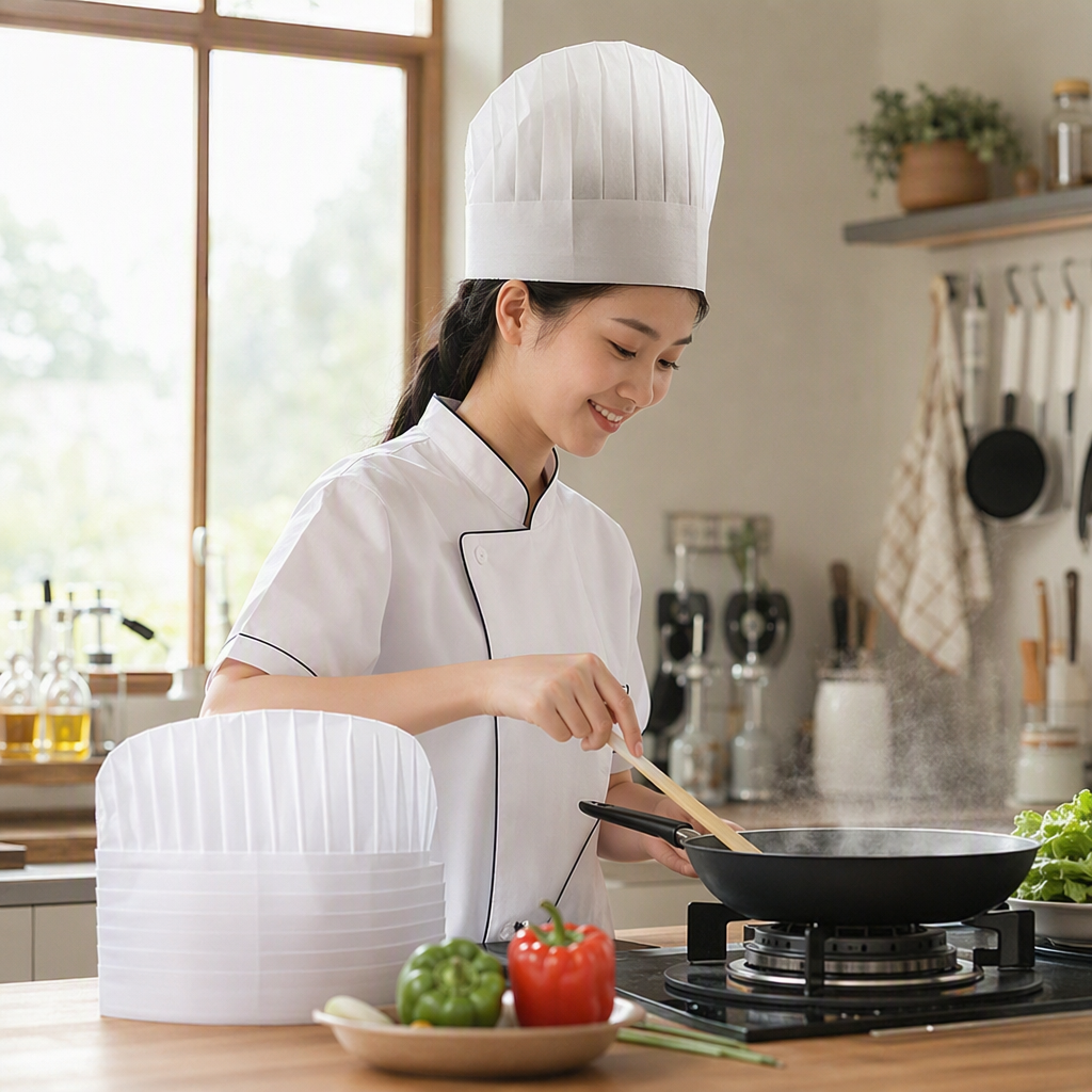 Junda multi-functional workwear caps, dust-proof, breathable and wear-resistant work caps for both men and women, non-woven fabric white chef caps Specification image