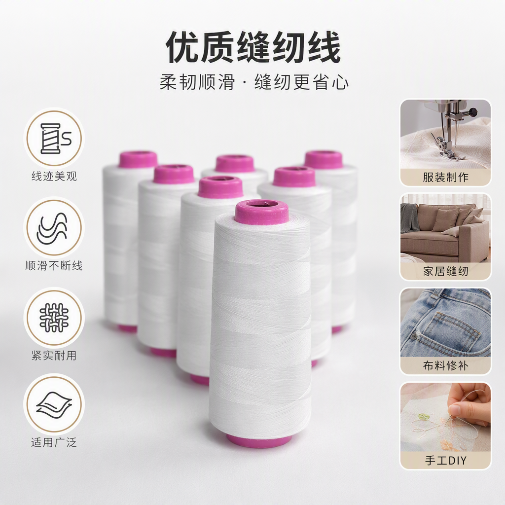 40s/2 涤纶缝纫线大卷平车线厂家直销