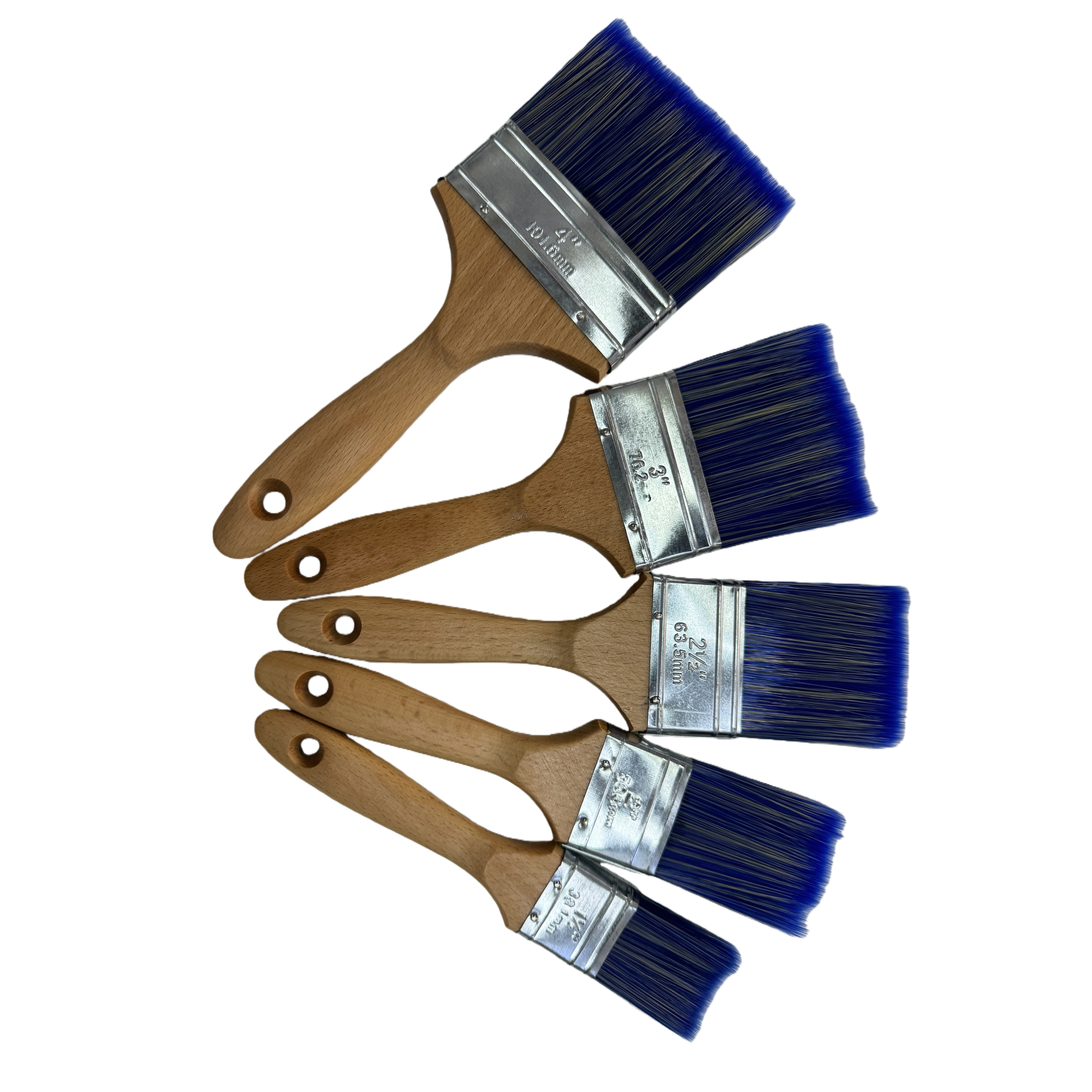 A multi-functional blue bristle wooden handle paint tool, five-piece paint brush, essential for home decoration Item Picture