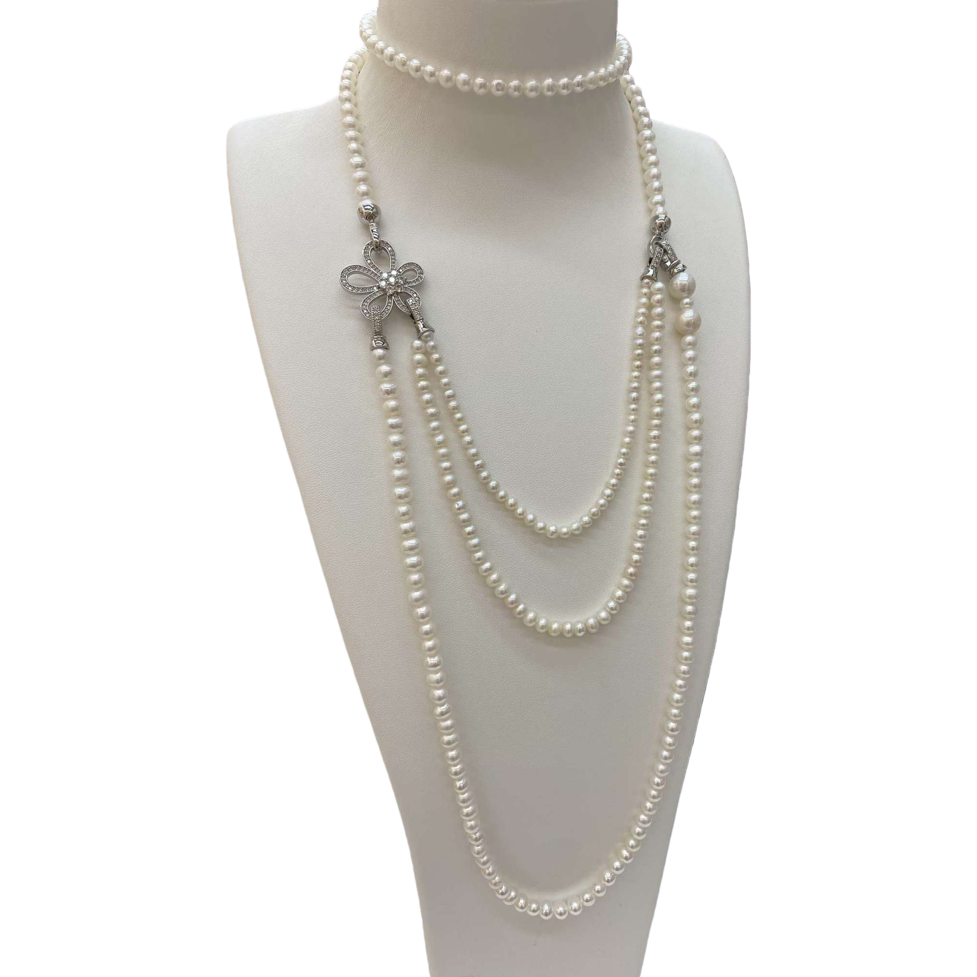 A long, elegant white pearl necklace for women in a simple and versatile Korean style, set in a gift box Item Picture
