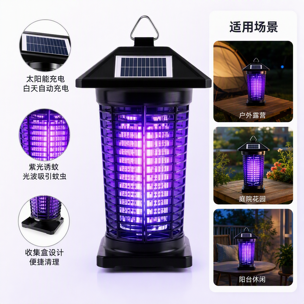 Purple luminescent mosquito-killing lamp, a household indoor mosquito repellent wonder, is silent, radiation-free, and provides night lighting for mosquito prevention
