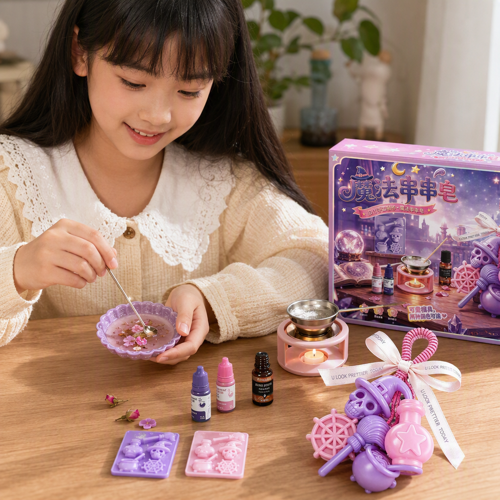 Purple Magic Theme Skewer Soap DIY Set, Creative Handcrafted Set, Fragrance and Moisturizing Gift Box, suitable for children and adults details Picture