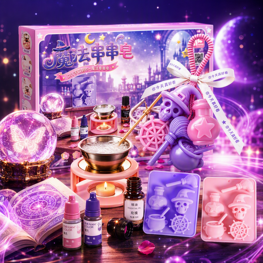 Purple Magic Theme Skewer Soap DIY Set, Creative Handcrafted Set, Fragrance and Moisturizing Gift Box, suitable for children and adults Specification image