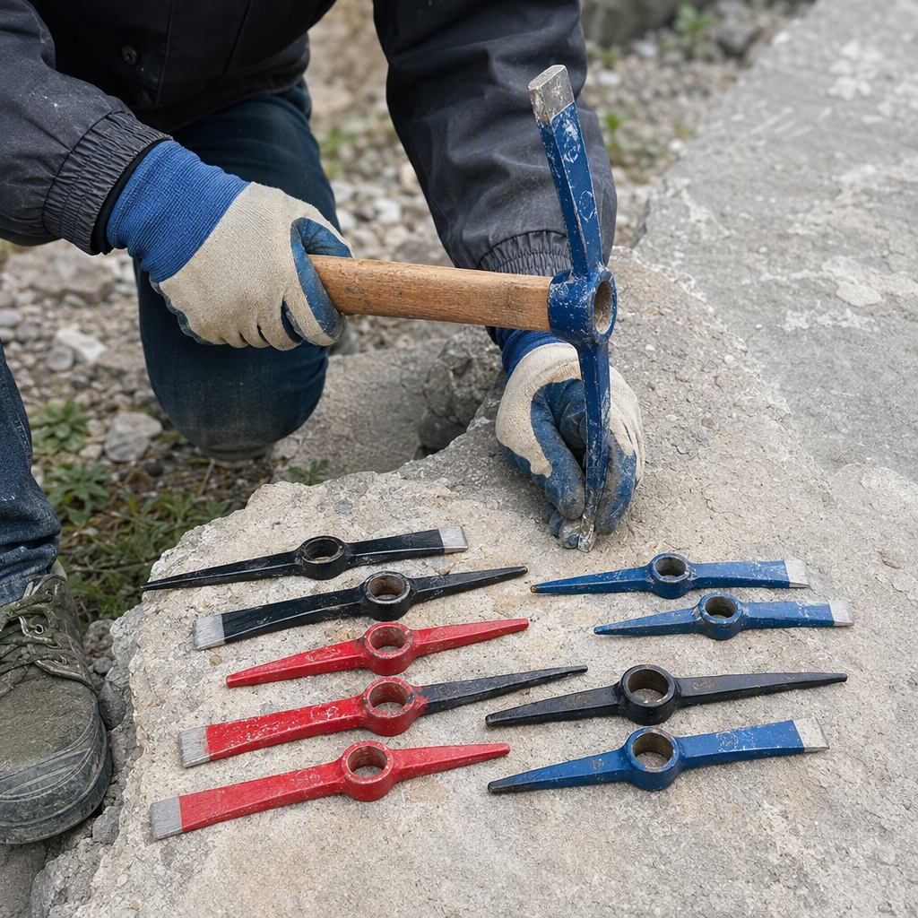 The multi-color manual pickaxe is a versatile gardening tool that is sturdy and durable, suitable for excavation and trimming construction sites details Picture