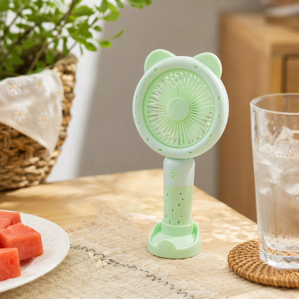 Cute cat-eared portable electric mini fan, cool and quiet in summer, student outdoor portable handheld fan details Picture