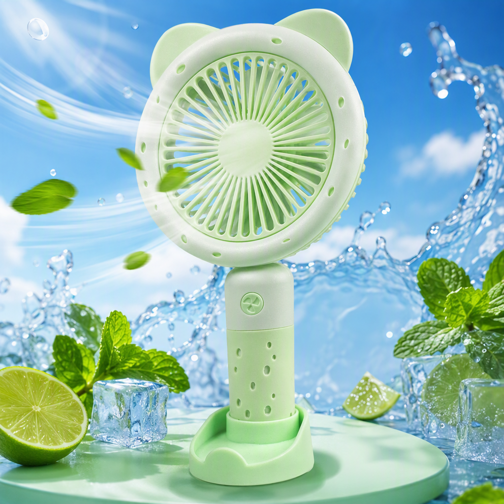 Cute cat-eared portable electric mini fan, cool and quiet in summer, student outdoor portable handheld fan Specification image