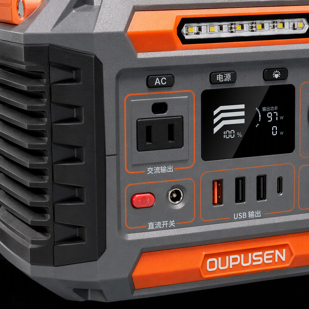 The multi-functional portable power bank in gray and orange is compact and lightweight, suitable for multiple devices Application Scenario