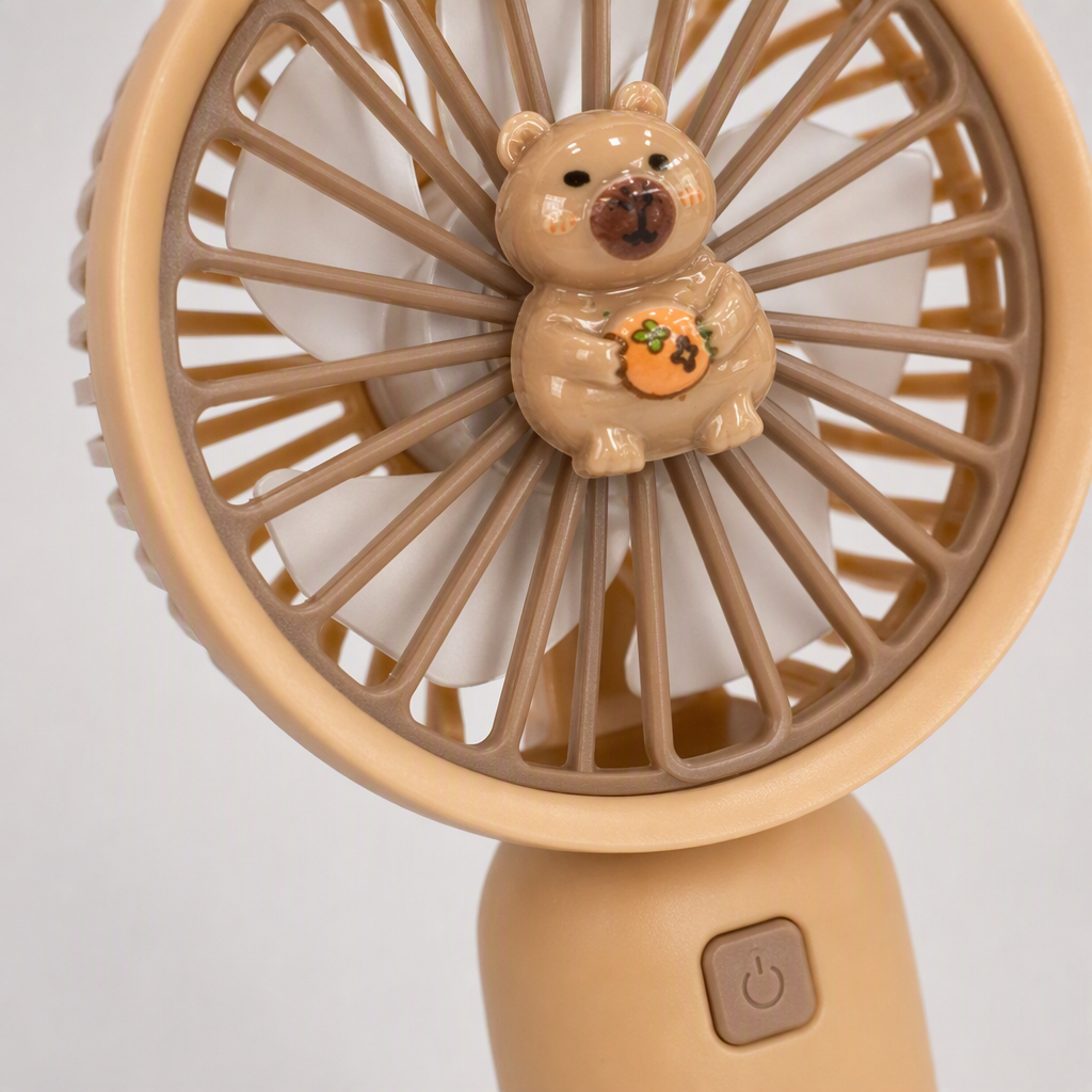 Beige cartoon bear portable charging fan silent mini desktop summer cooling supplies for student dormitories Application Scenario