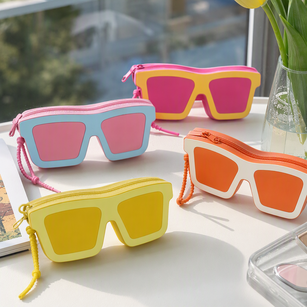 Colorful sunglasses shaped coin purse, fashionable and trendy portable card case, coin bag, creative gift details Picture