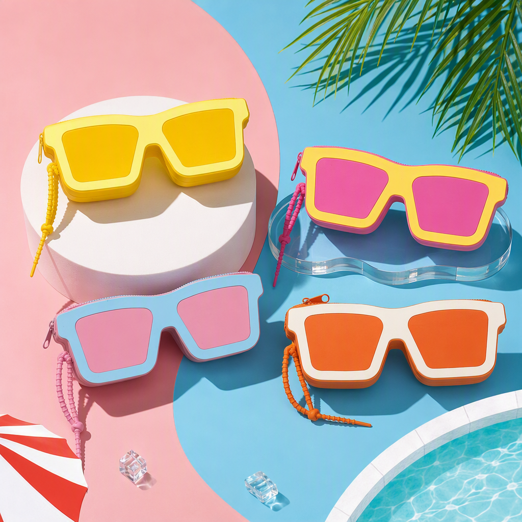 Colorful sunglasses shaped coin purse, fashionable and trendy portable card case, coin bag, creative gift Specification image