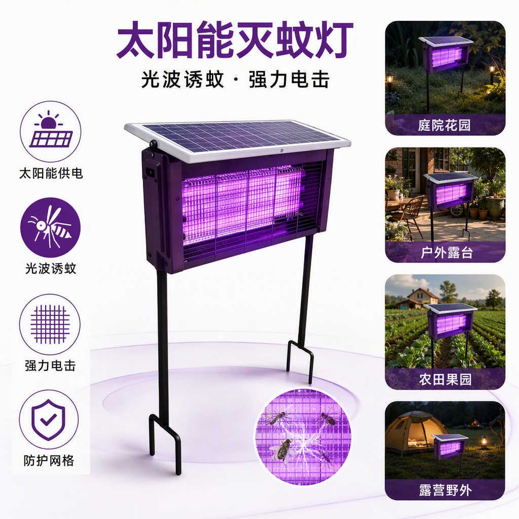 Purple LED mosquito-killing lamp, a silent and radiation-free mosquito repellent and trap for indoor use at home. A perfect mosquito-proof tool