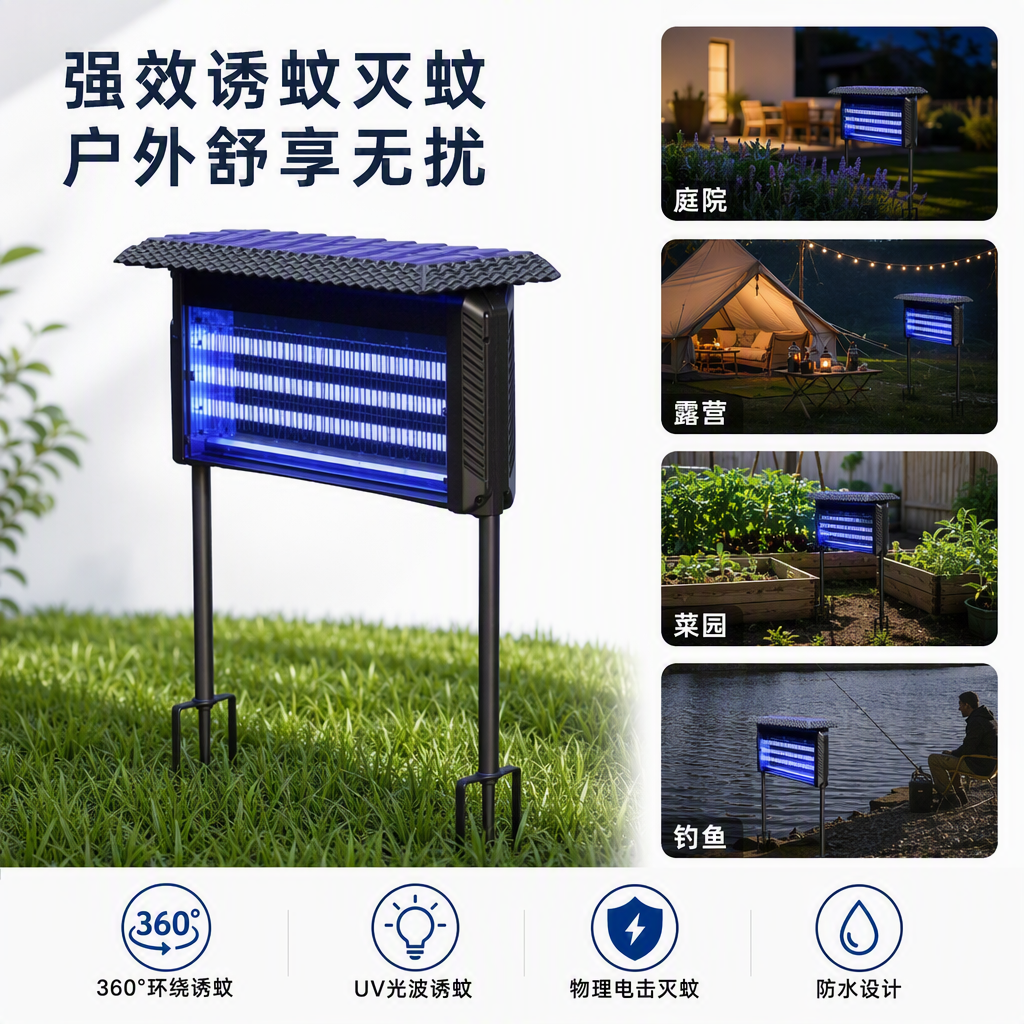 High-efficiency mosquito-repellent blue LED mosquito killer, a silent and environmentally friendly mosquito trap for home and outdoor use, suitable for night use