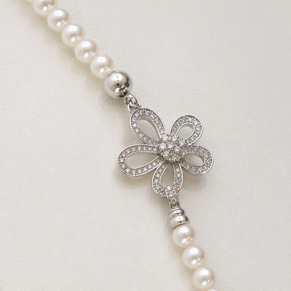 A long, elegant white pearl necklace for women in a simple and versatile Korean style, set in a gift box Application Scenario