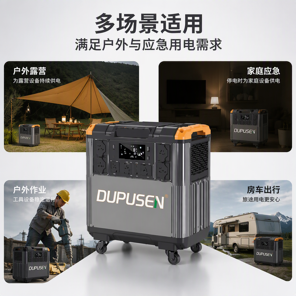 The multi-functional portable power bank with a gray and orange lid is lightweight and suitable for multiple devices. It is a must-have for travel