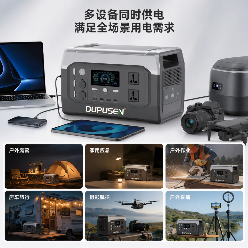 The multi-functional portable power bank is suitable for outdoor travel emergency power banks. It features a lightweight and portable grey design