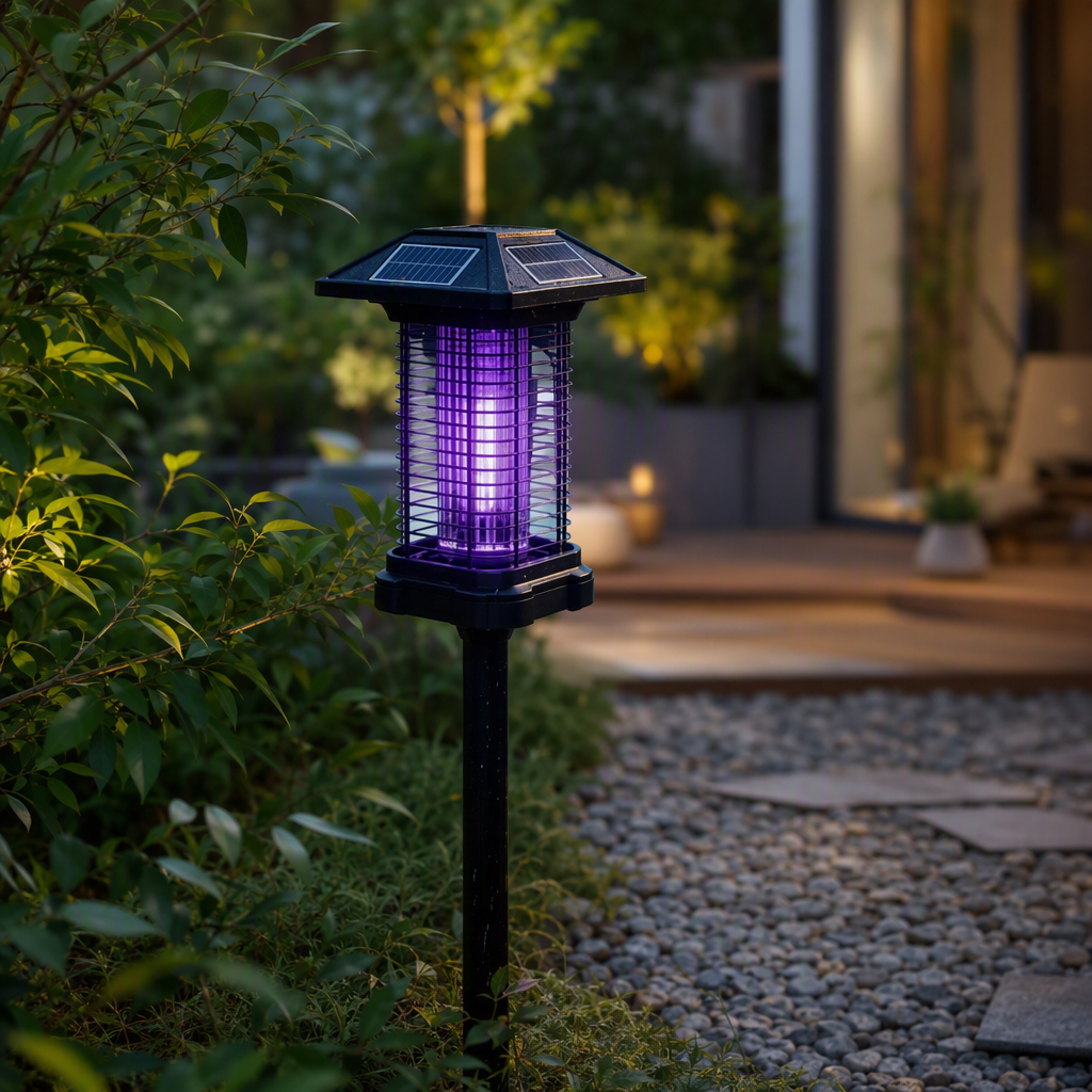 Purple light-emitting solar mosquito-killing lamp, outdoor mosquito repellent lamp, a night-time mosquito repellent wonder, pollution-free, energy-saving and environmentally friendly details Picture