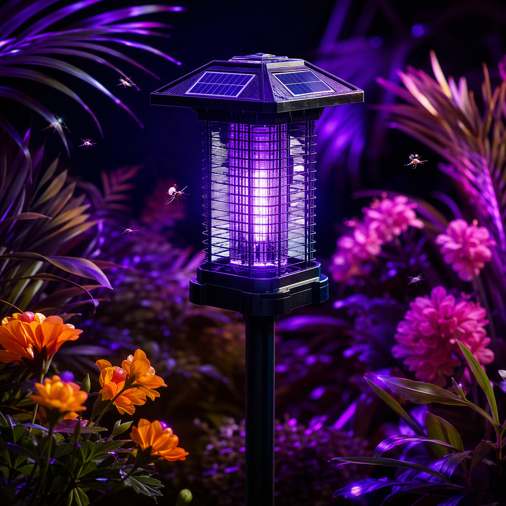 Purple light-emitting solar mosquito-killing lamp, outdoor mosquito repellent lamp, a night-time mosquito repellent wonder, pollution-free, energy-saving and environmentally friendly Specification image