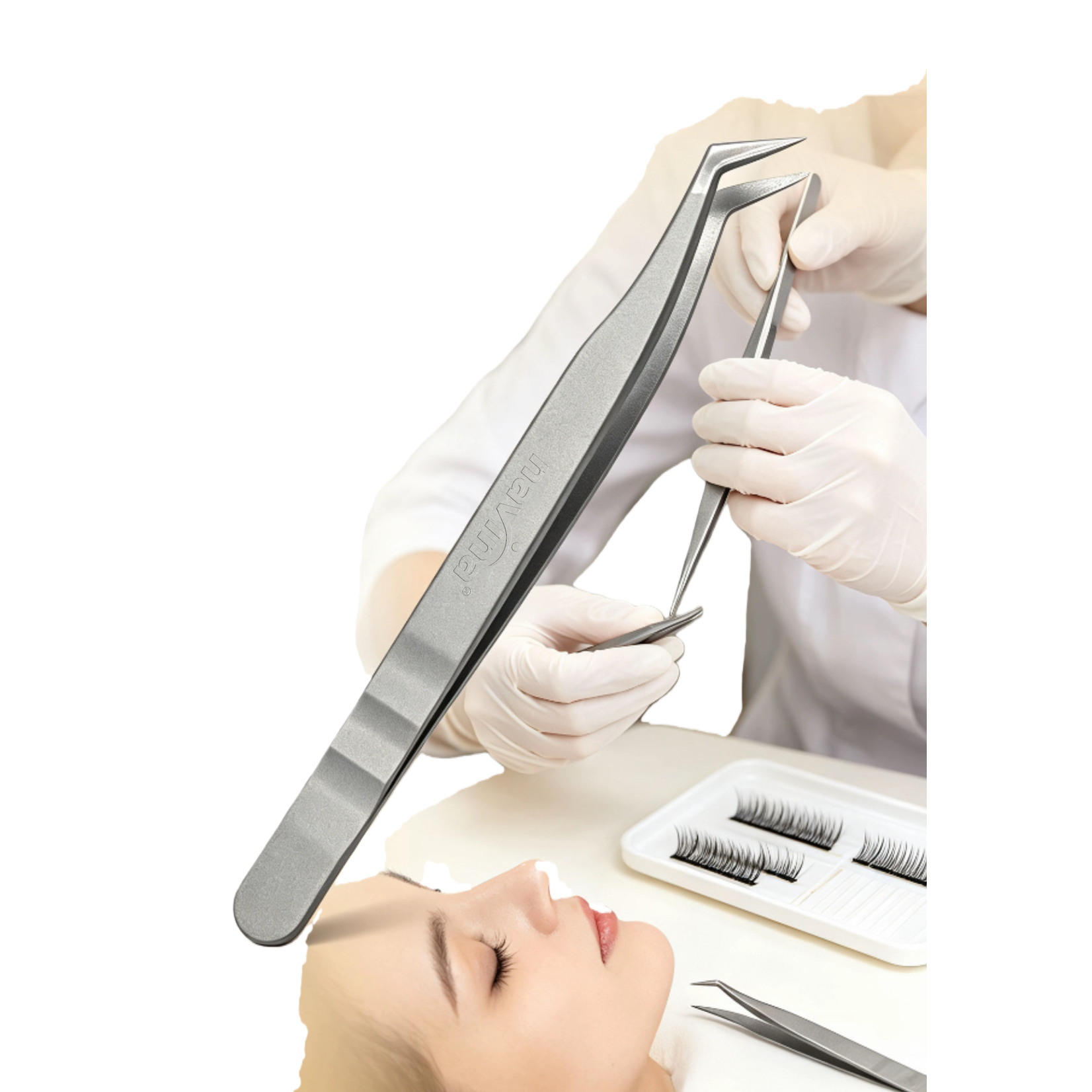 Silver ciliar pinzas especiales sujeción meticulosa herramienta ciliar profesional de alta calidad artículos de belleza portátiles duraderos Item Picture