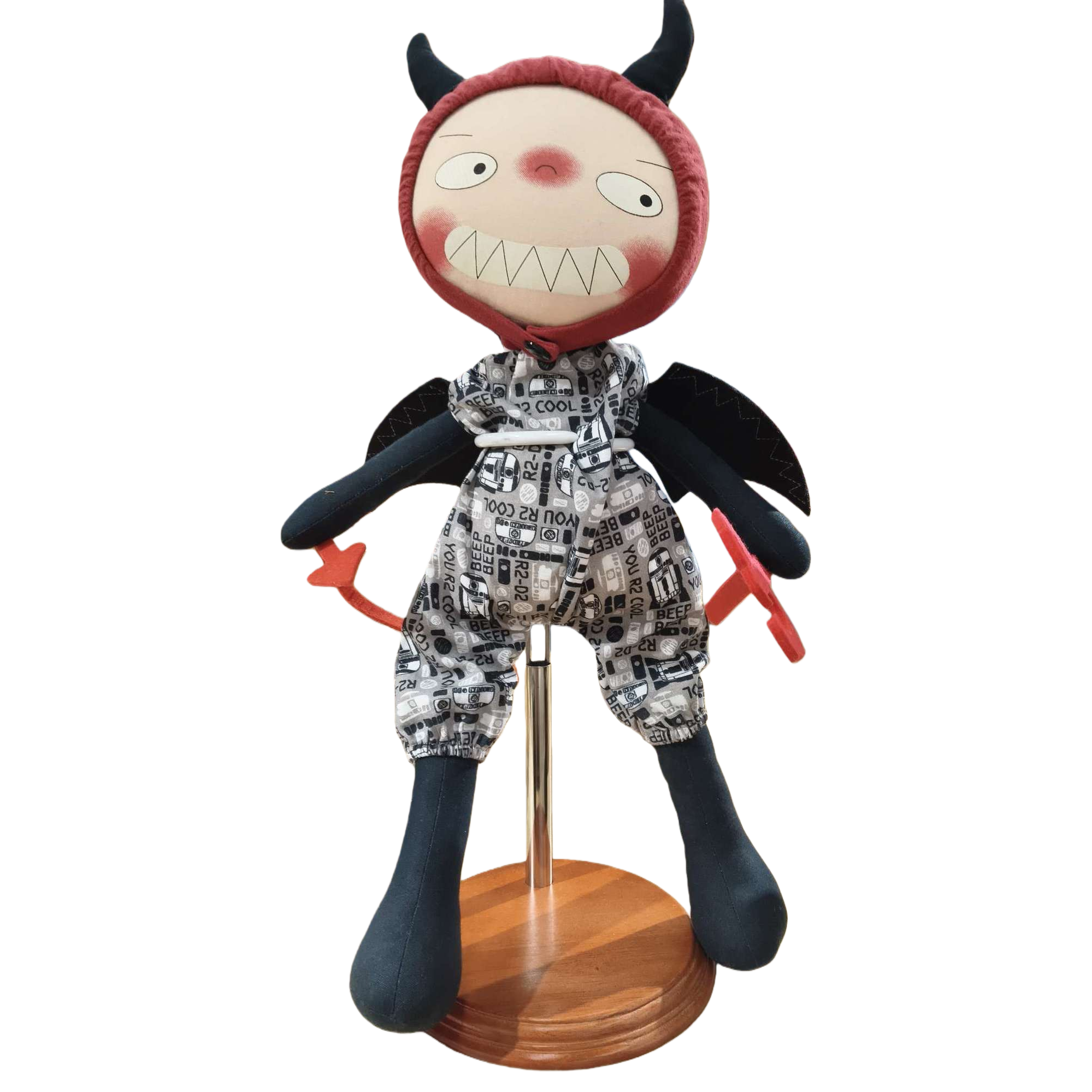Black-horned devil doll, red headgear, creative figurine, fun display item, children's gift collectible Item Picture