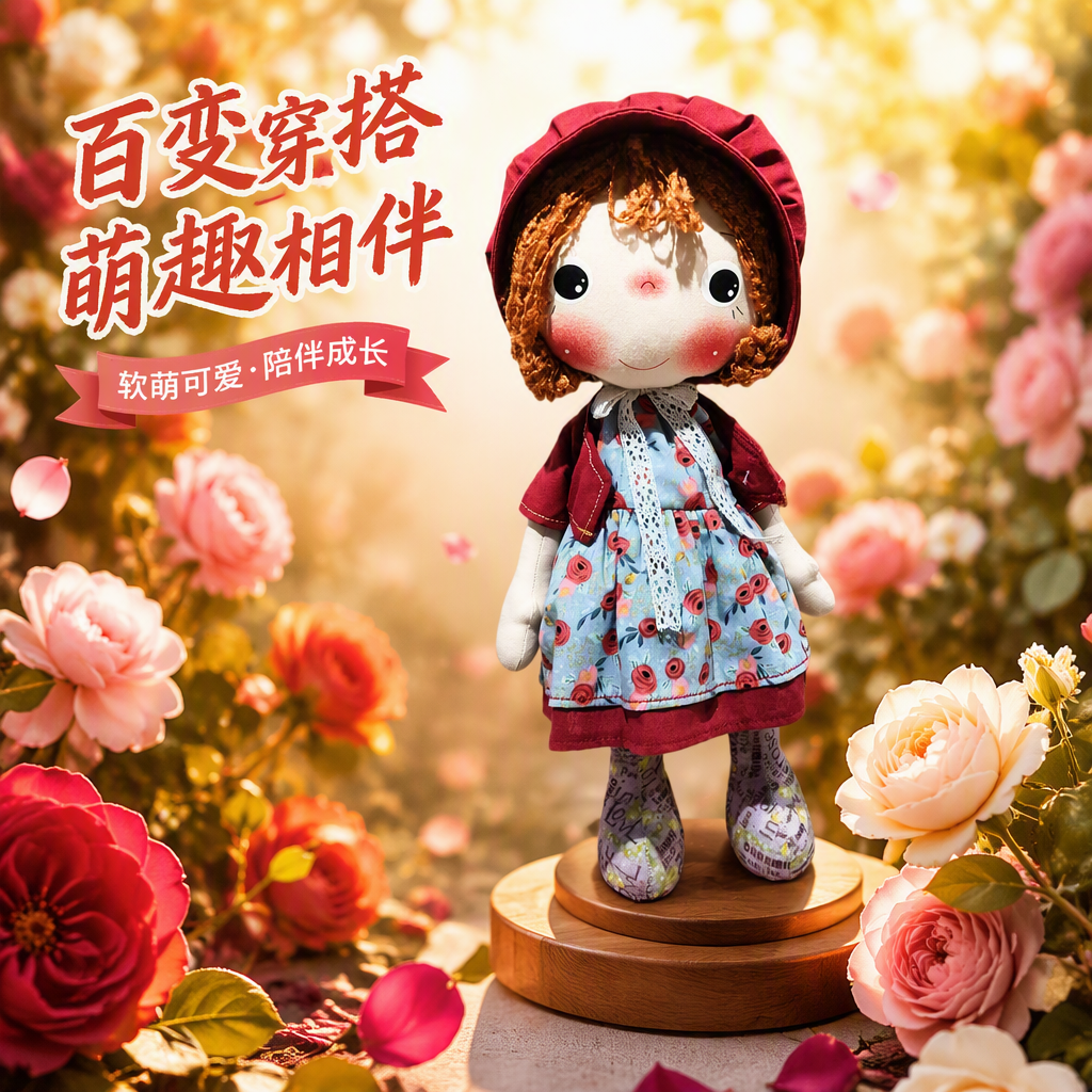 Cute red hat doll, hand-embroidered children's doll, festival gift collection ornament Specification image