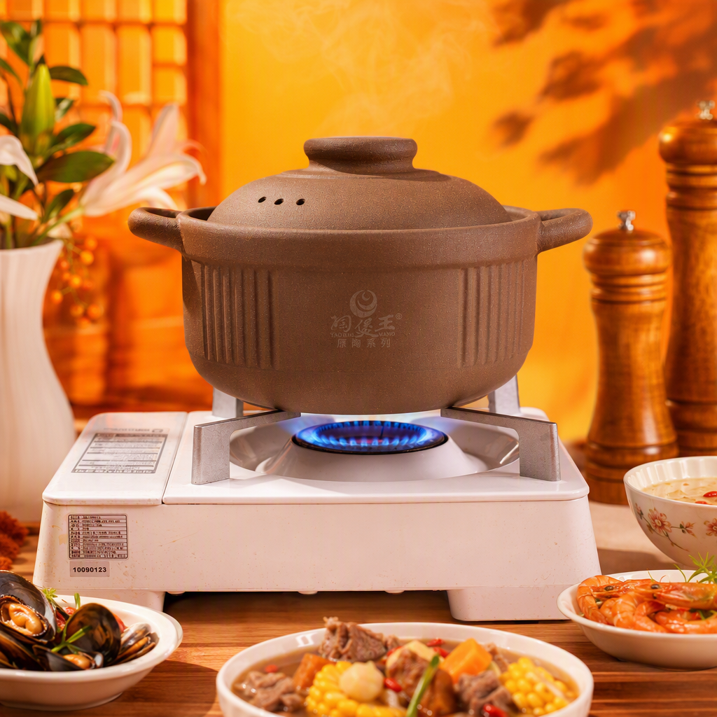 The multi-functional brown ceramic pot portable stove is an outdoor kitchen cooking wonder, a heat-resistant and durable portable kitchenware Specification image