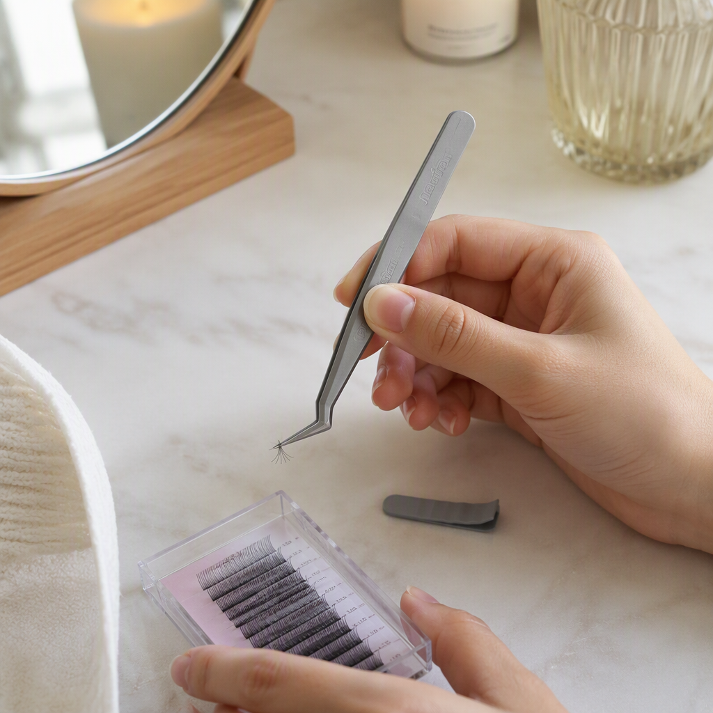 Professional metal tweezers, a meticulous eyebrow shaping and beauty tool, are silver, durable and multi-purpose details Picture