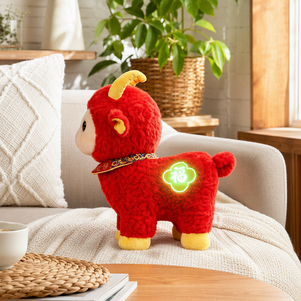 Fuyao oro brillante rojo peluche oveja muñeca, artículos de regalo de boda juguetes Item Picture