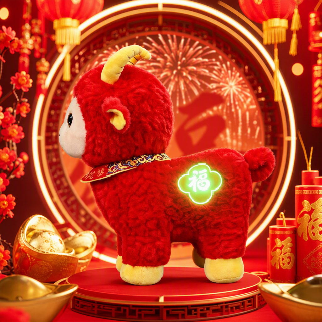 Fuyao oro brillante rojo peluche oveja muñeca, artículos de regalo de boda juguetes Specification image