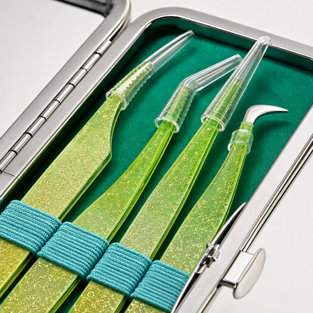 Caja de almacenamiento de espejo de plata cuatro gradiente verde amarillo superciliar pinzas portátil kit de herramientas de maquillaje organizar y almacenar suministros Application Scenario