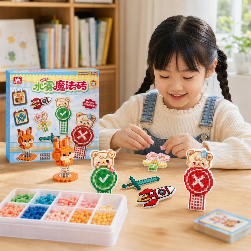 Colorful puzzle storage box, children's educational toy organizing box, portable assembly storage box with lid, colorful style details Picture