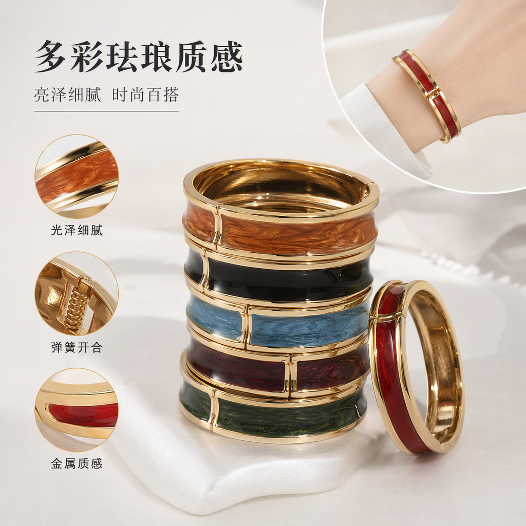 时尚简约金属手镯女士手环百搭潮流手饰手链礼物送女友产品图