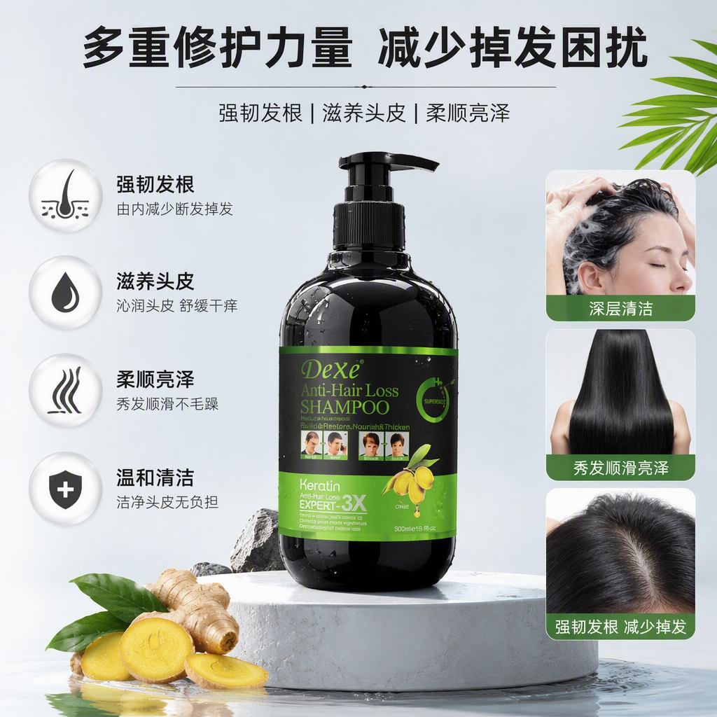Black bottle anti-hair loss shampoo Deep cleansing oil-control nourishing shampoo details Picture
