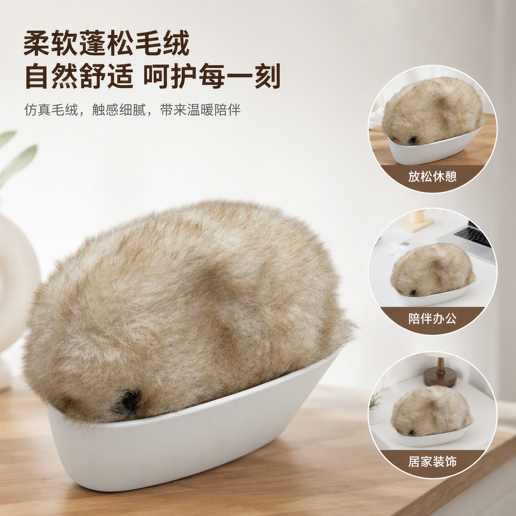 Warm beige plush spherical decorative items, soft and cute home furnishings, children's room soft furnishing accessories