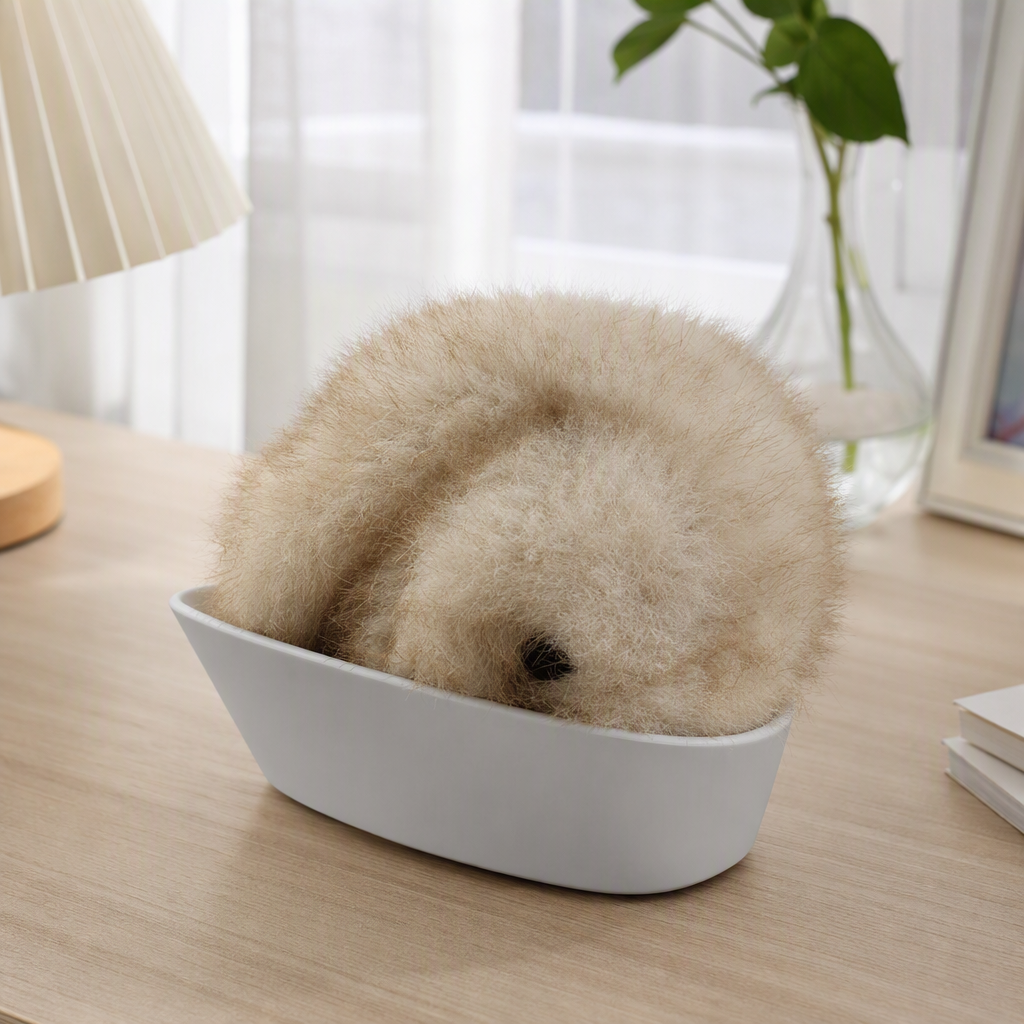 Warm beige plush spherical decorative items, soft and cute home furnishings, children's room soft furnishing accessories details Picture