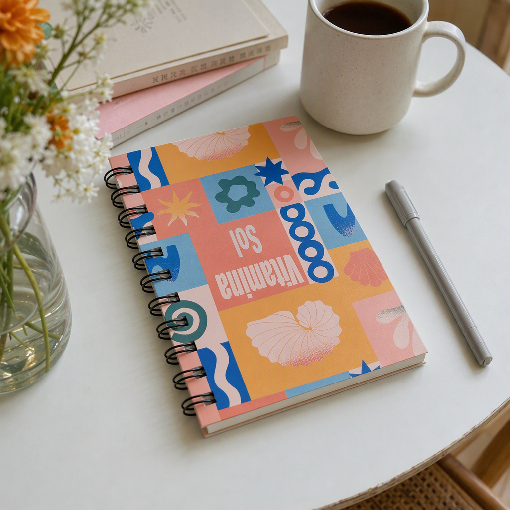 Donghu Paper Products A6 Retro color-blocking Geometric Coil Book details Picture