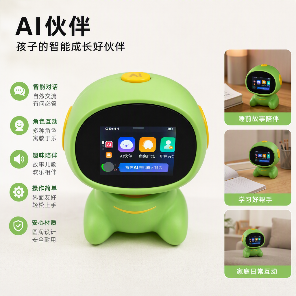 Creative intelligent green robot children's toys, interactive learning and educational robots, companionship and play children's gifts