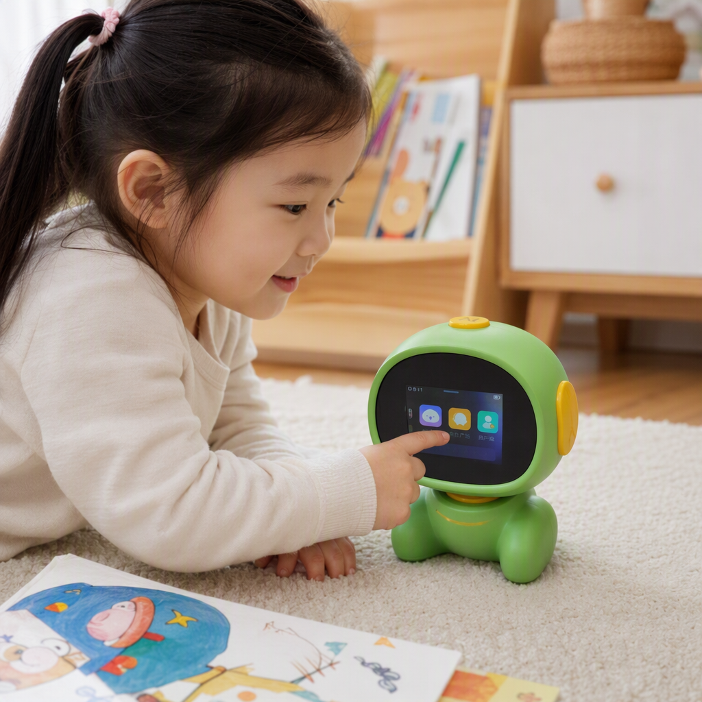 Creative intelligent green robot children's toys, interactive learning and educational robots, companionship and play children's gifts details Picture