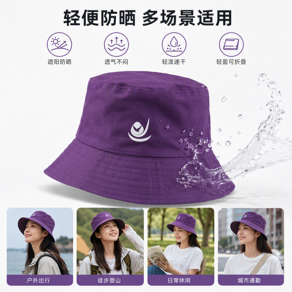 时尚多彩渔夫帽夏季百搭防晒户外休闲潮流帽子男女款轻便遮阳帽