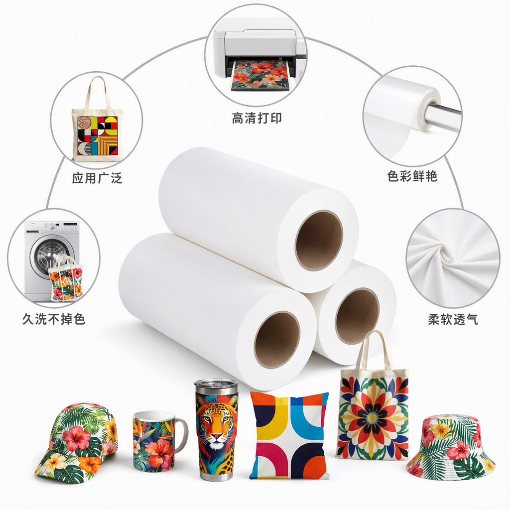 白色热升华转印纸卷高品质耐用适用多种材质打印效果清晰便捷操作