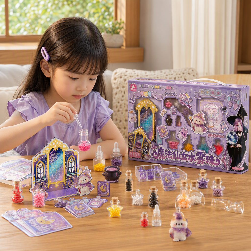 Purple magic-themed water mist bead building toy set, creative DIY educational toys, children's gifts, fun and easy to assemble details Picture