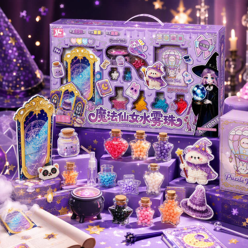 Purple magic-themed water mist bead building toy set, creative DIY educational toys, children's gifts, fun and easy to assemble Specification image
