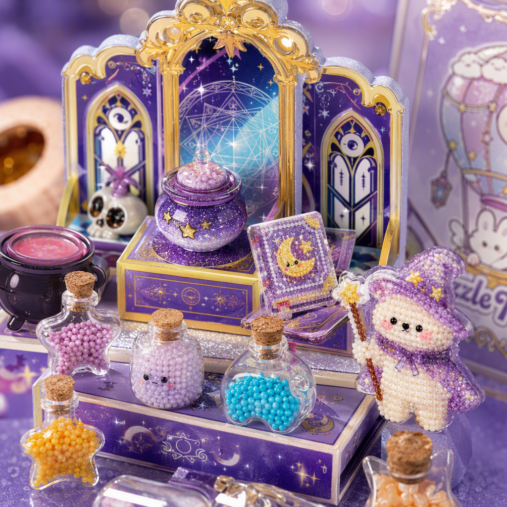 Purple magic-themed water mist bead building toy set, creative DIY educational toys, children's gifts, fun and easy to assemble Application Scenario