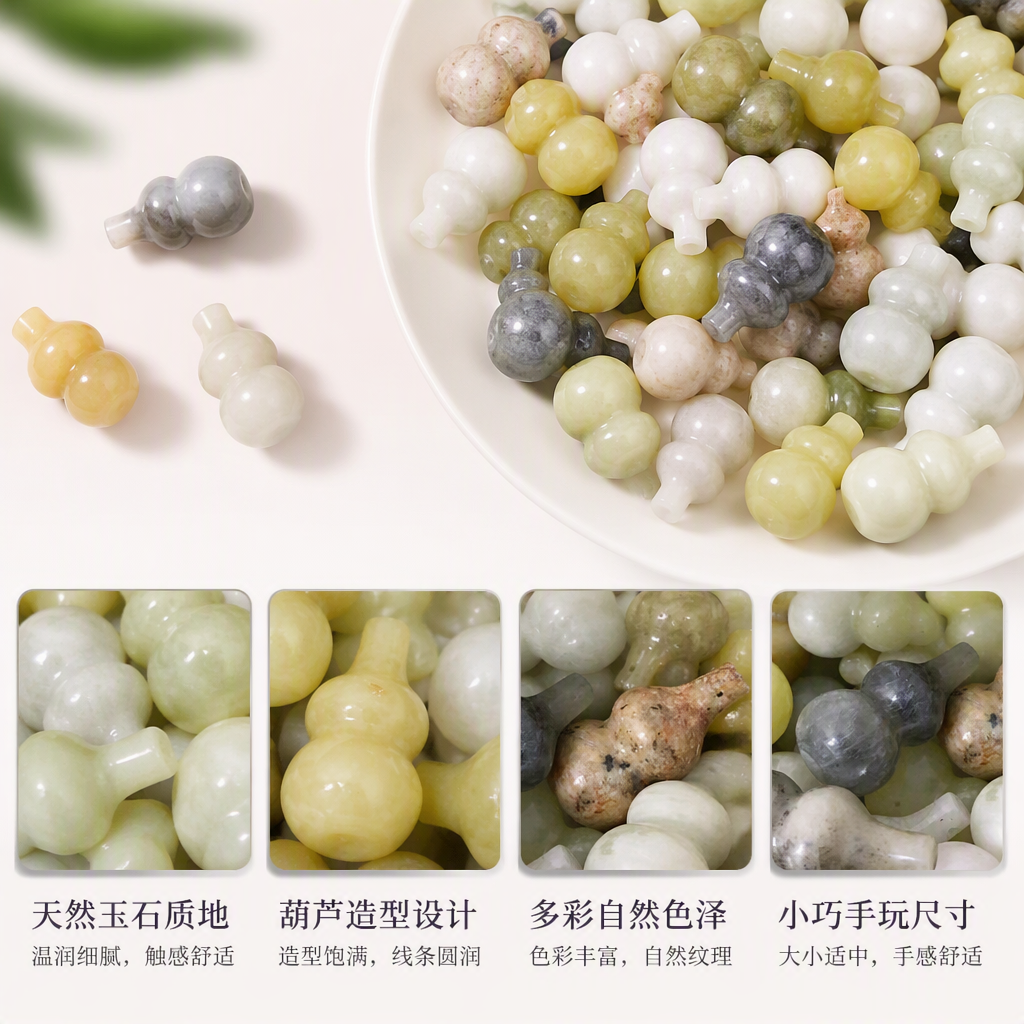 Xiuyan jade small gourd manufacturer wholesale three-dimensional gourd diy jade pendant, jade gourd men's and women's pendant Application Scenario