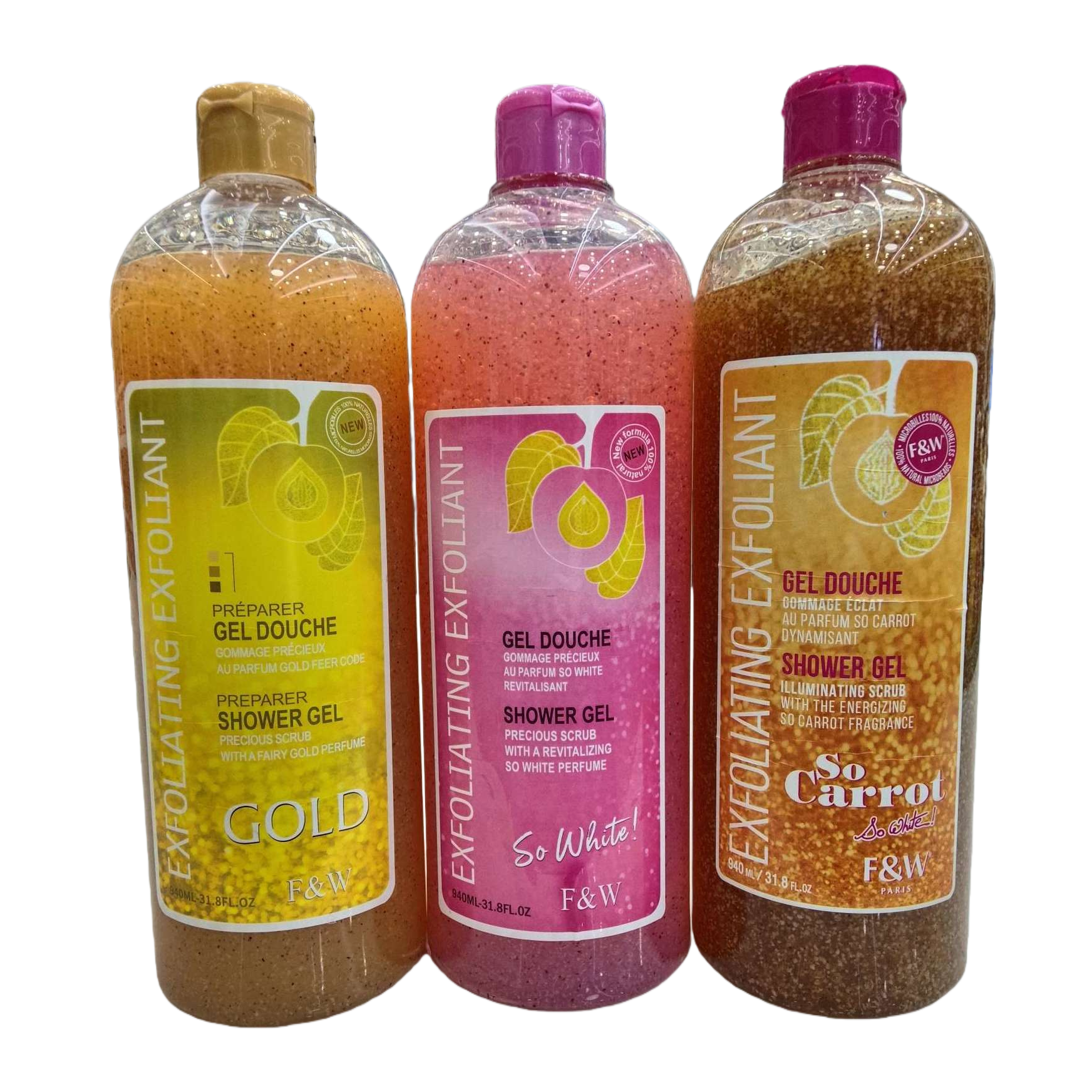 Three-bottle set of colored Scrub Body Gel, refreshing fragrance, moisturizing skin, suitable for both men and women Item Picture