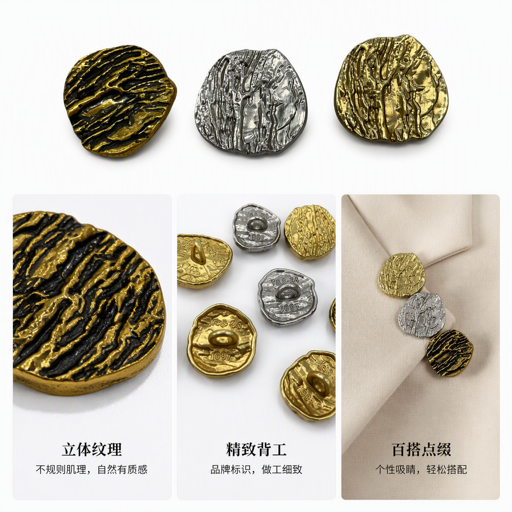 金银纹理高端质感金属装饰品纽扣服装扣子纽扣装饰扣