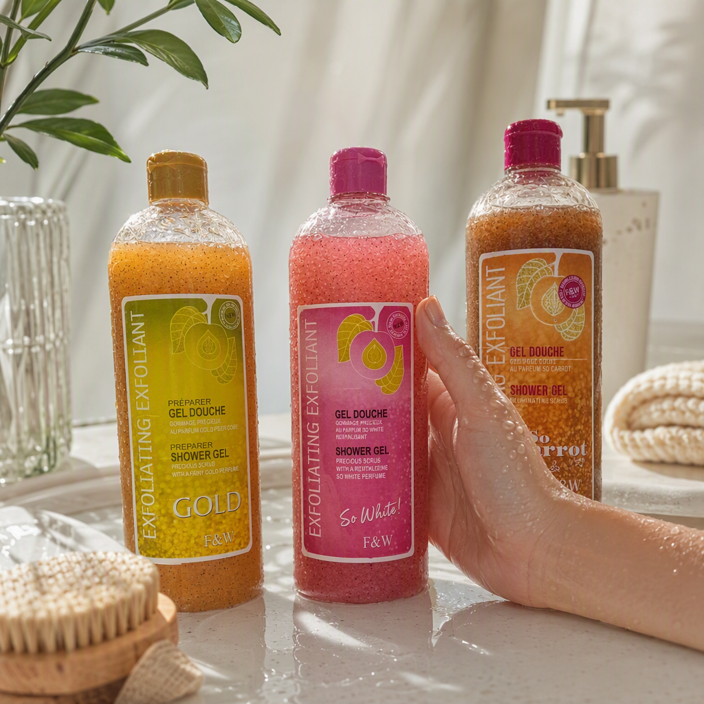 Three-bottle set of colored Scrub Body Gel, refreshing fragrance, moisturizing skin, suitable for both men and women details Picture