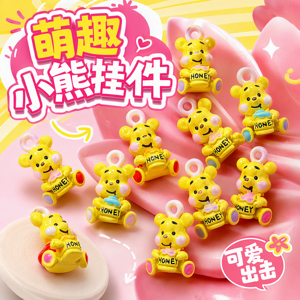 Cute cartoon bear-shaped necklace pendant, fashionable, trendy and adorable girl accessory gift Specification image