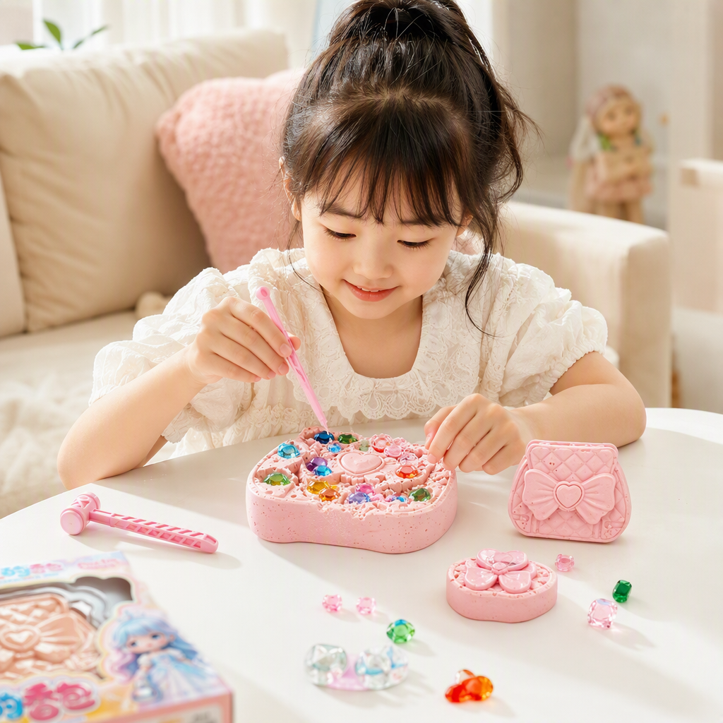 Princesas rosas kits de dragas kits de yeso herramientas de dragas cristales de colores accesorios ocultos puzzles divertidos regalos para niños details Picture