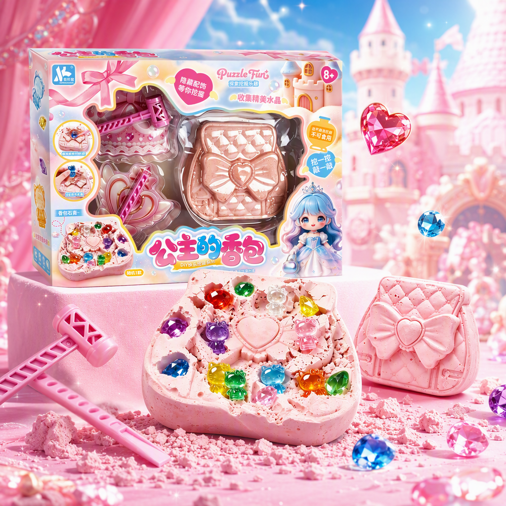 Princesas rosas kits de dragas kits de yeso herramientas de dragas cristales de colores accesorios ocultos puzzles divertidos regalos para niños Specification image